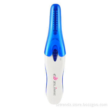 Heated eyelash curler, battery-operated, heated, two temperature levels with demountable comb